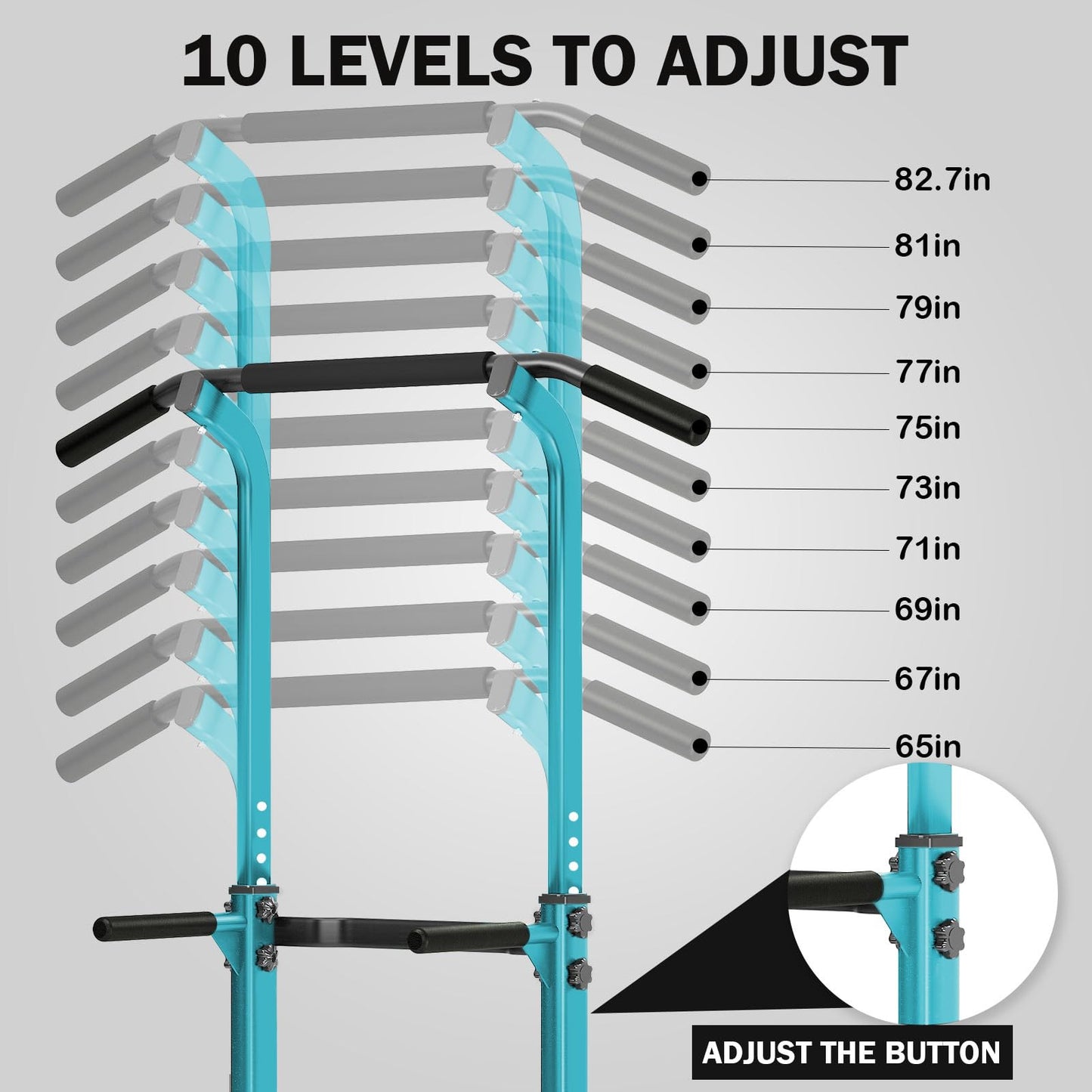 SogesHome Power Tower Stazione Multifunzionale Professionale Barra per Esercizi a Torre per Esercizi di Allenamento a casa e Palestra 75 x 82 x 165-210 cm