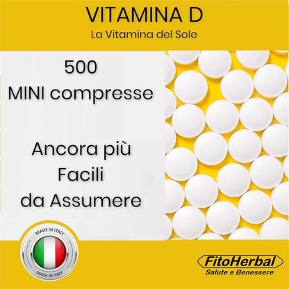 Vitamina D 60000 UI/mese ALTO DOSAGGIO 500 Compresse | Integratore Vitamina d3 2000 UI Supporto per Ossa Denti Muscoli, Integratori Sistema Immunitario Formato Famiglia, Made in Italy