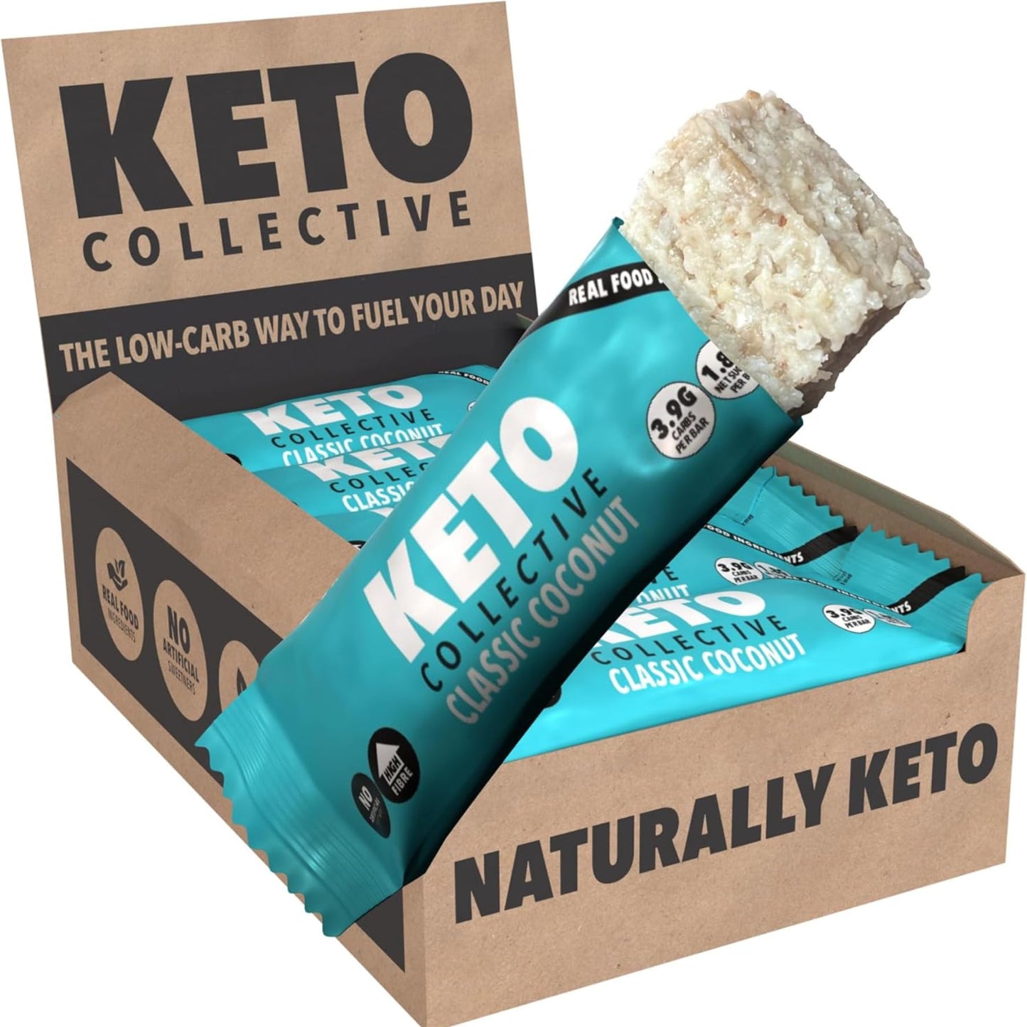 Keto Collective Barrette Cheto | Caramello Salato | 15 x 40g | 2,5g carboidrati netti | Low Carb | Ingredienti Naturali