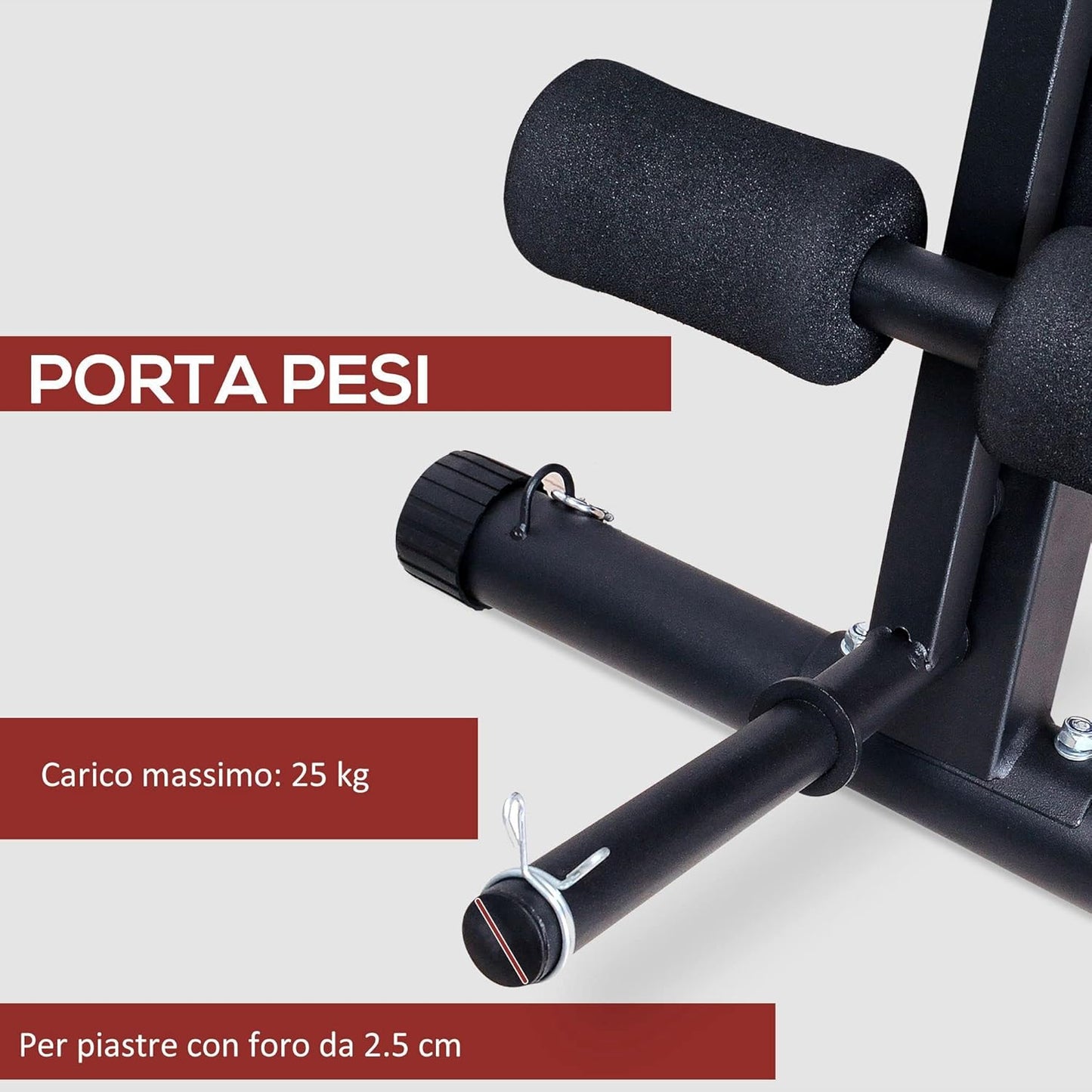 HOMCOM Panca Multifunzione Regolabile per Addominali, Panca Pesi Palestra per Allenamento Braccia e Gambe 54x160x106cm, Nero e Rosso