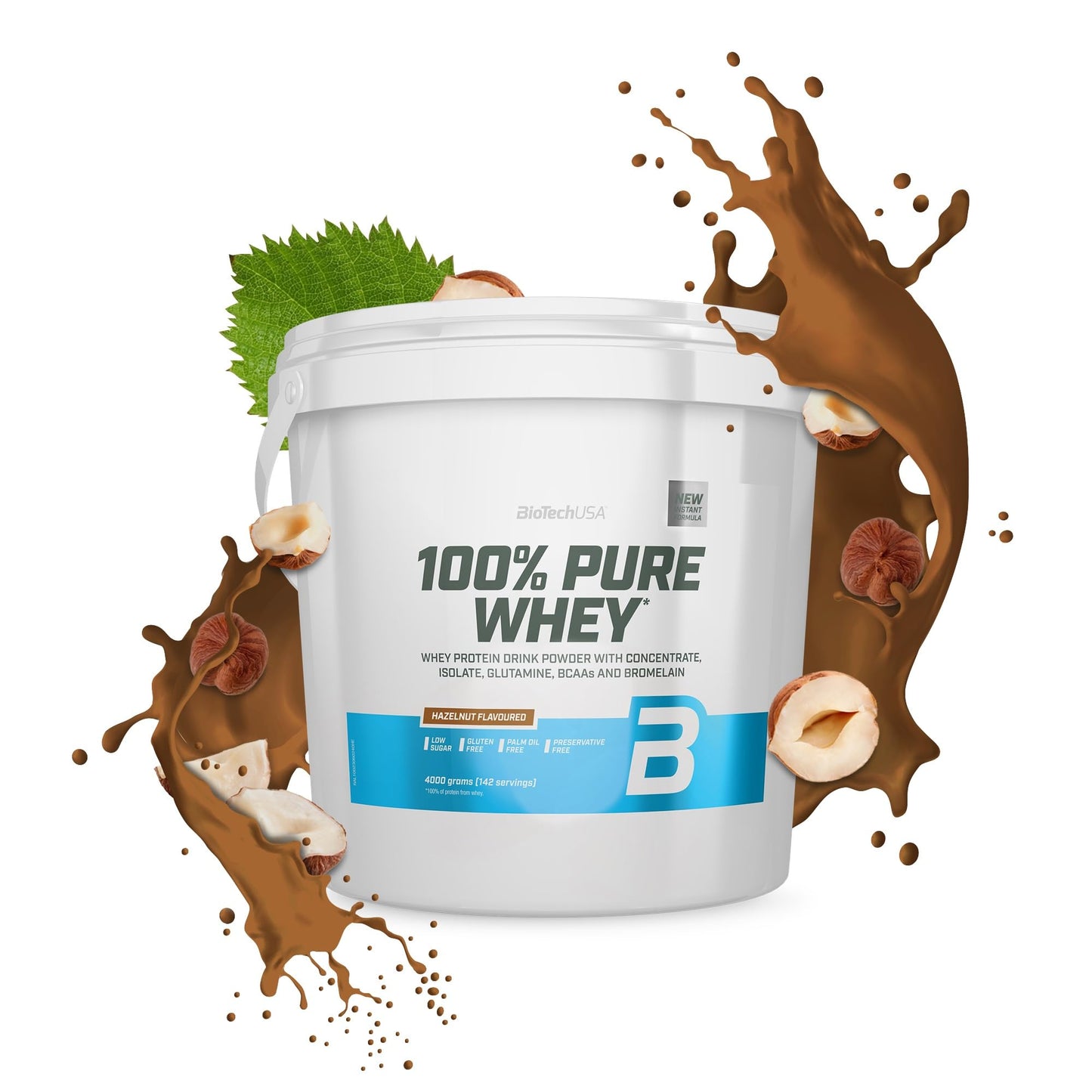 BioTechUSA 100% Pure Whey Complesso proteico del siero di latte con bromelina, aminoacidi, senza zuccheri aggiunti, senza olio di palma e con edulcorante, 1 kg, Cioccolato