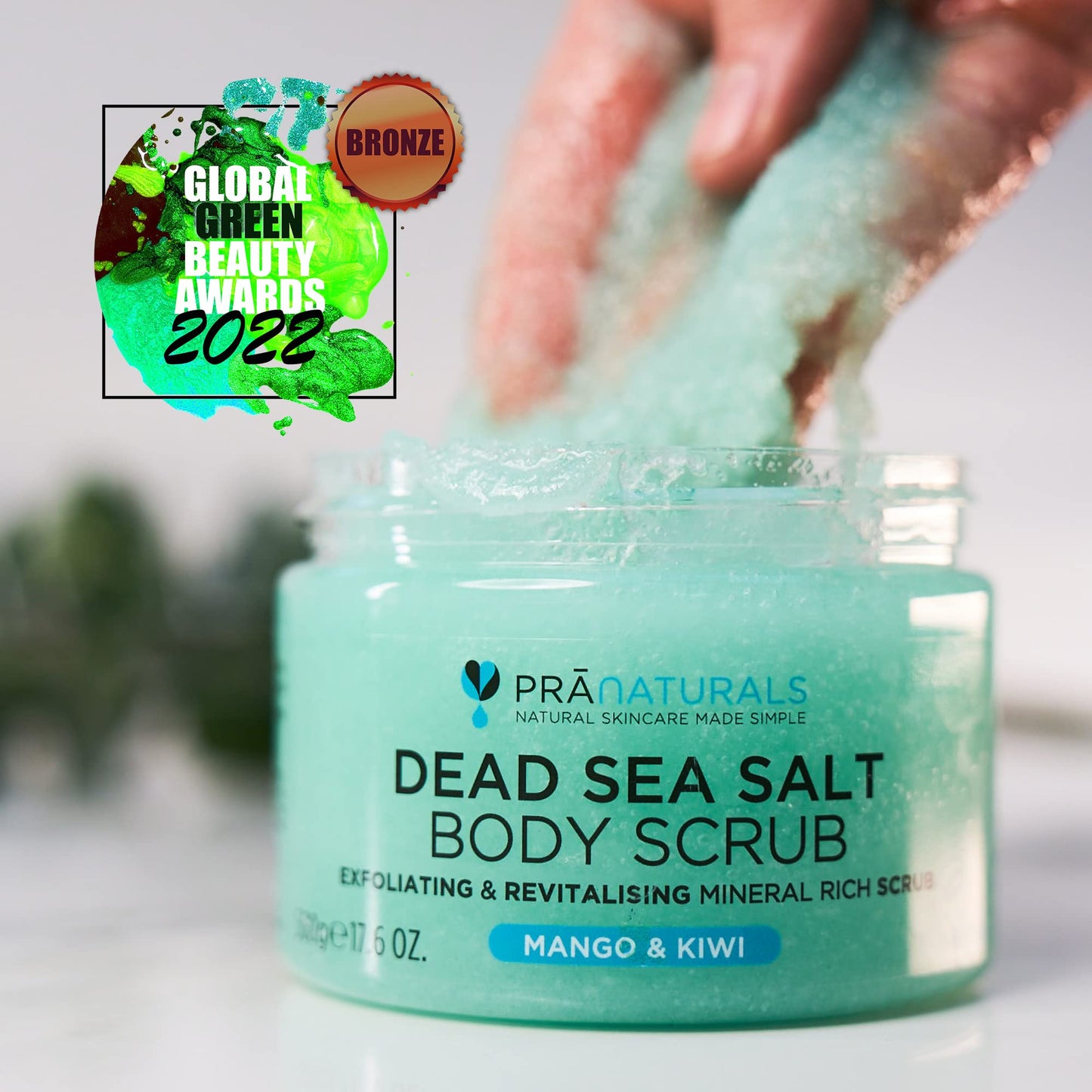 Pranaturals Scrub Corpo Rivitalizzante ai Sali del Mar Morto 500g, Esfoliante e Nutriente, Ricco di Minerali Naturali, Ideale per Tutti i Tipi di Pelle (Mango e Kiwi)