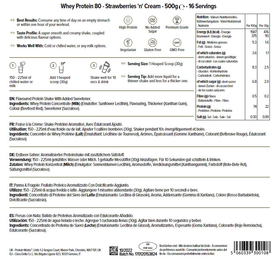 THE PROTEIN WORKS Proteine Whey 80 (Concentrate) In Polvere | 82% Di Proteine | Frullato Proteico Povero Di Zuccheri | Caramello Salato Intenso | 500g