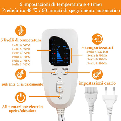 Termoforo Elettrico,Termoforo per schiena, collo, spalle e addome con spegnimento automatico, flanella morbida (Grigio Scuro, 30x60cm)