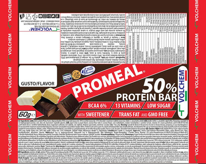 Volchem Promeal Zone 40-30-30, Barretta Proteico-Energetica con Ripartizione di Carboidrati-Proteine-Grassi (40-30-30), Senza Grassi Idrogenati, Scatola da 24 Barrette, Gusto Menta, 1200 g