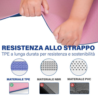 Tappetino Yoga in TPE Ecologico, m MU, Tappeto Allenamento Antiscivolo Doppia Faccia ad Alta Densita Materassino, Impermeabile Dimensione di 183 x 61 x 0.6 cm con Custodia