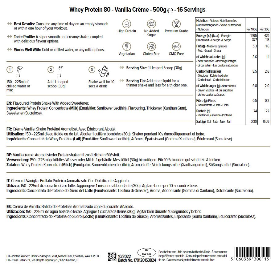 THE PROTEIN WORKS Proteine Whey 80 (Concentrate) In Polvere | 82% Di Proteine | Frullato Proteico Povero Di Zuccheri | Caramello Salato Intenso | 500g