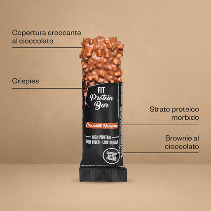 nu3 Fit Protein Bar - Barrette proteiche al gusto brownie al cioccolato - Confezione 12x 55g - Barrette proteica senza olio di palma – Pochi zuccheri – Snack low carb tra un pasto e l’altro