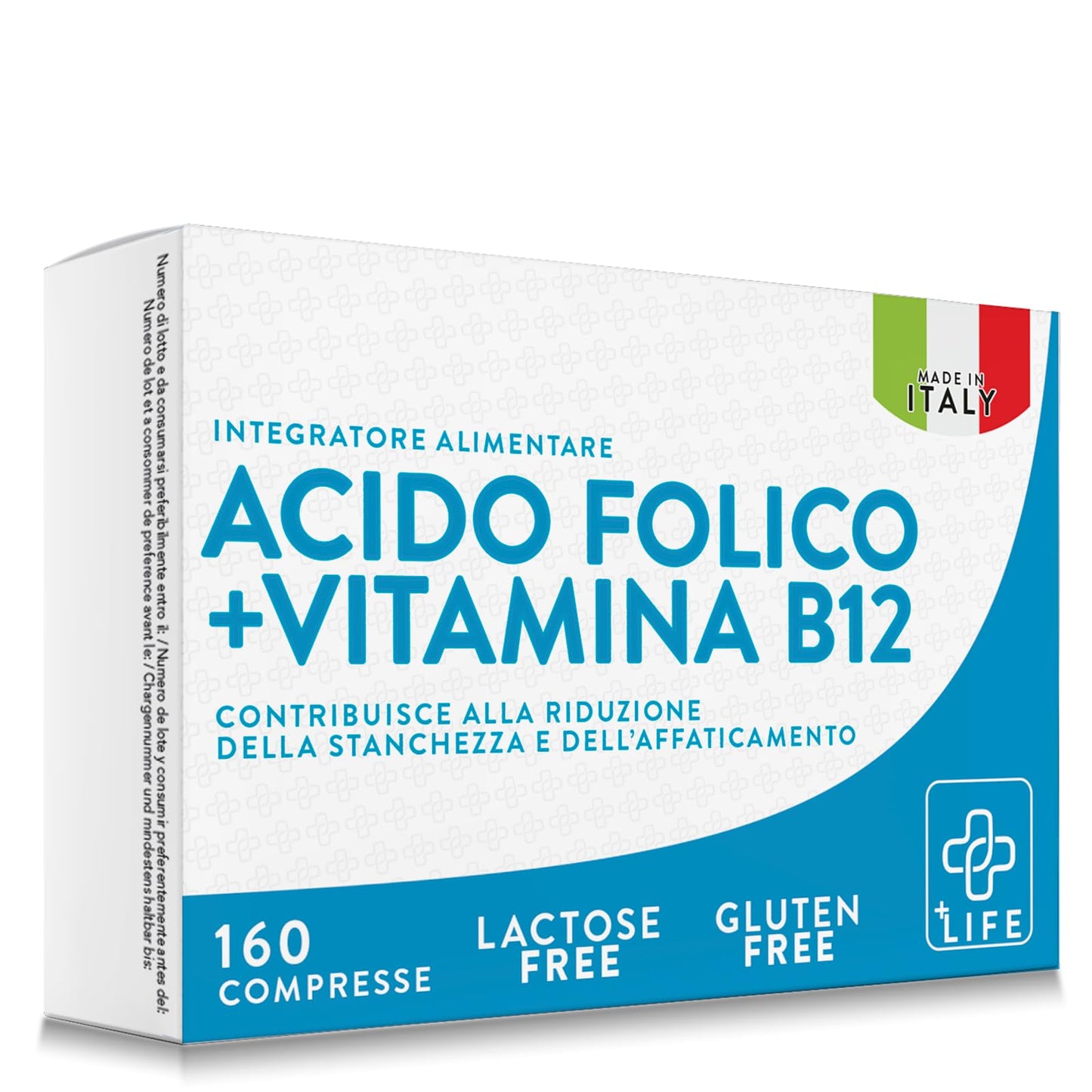 Acido Folico 400 mg Con B12 160 Compresse PiuLife® 1 Al Giorno, Folina Integratore Acido Folico E Vitamina B12, Energia Contro Stanchezza E Affaticamento, Mamma