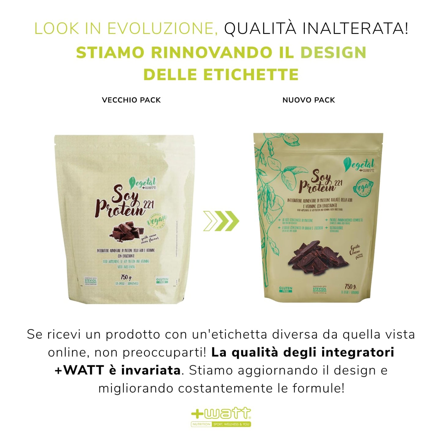 Soy protein 221 Formato 750g - integratore di proteine isolate della soia con aggiunta di vitamine. GLUTEN FREE 100% Vegetale - Valore biologico molto alto - Gusto cacao