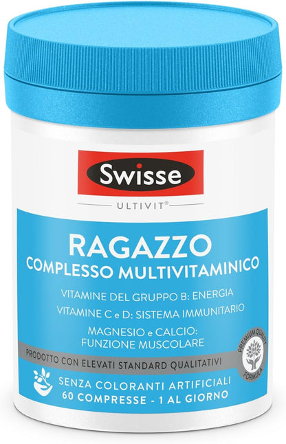 Swisse Multivitaminico Ragazzo, Integratore Alimentare Multi-nutriente per Integrare la Nutrizione dei Ragazzi, 60 Compresse