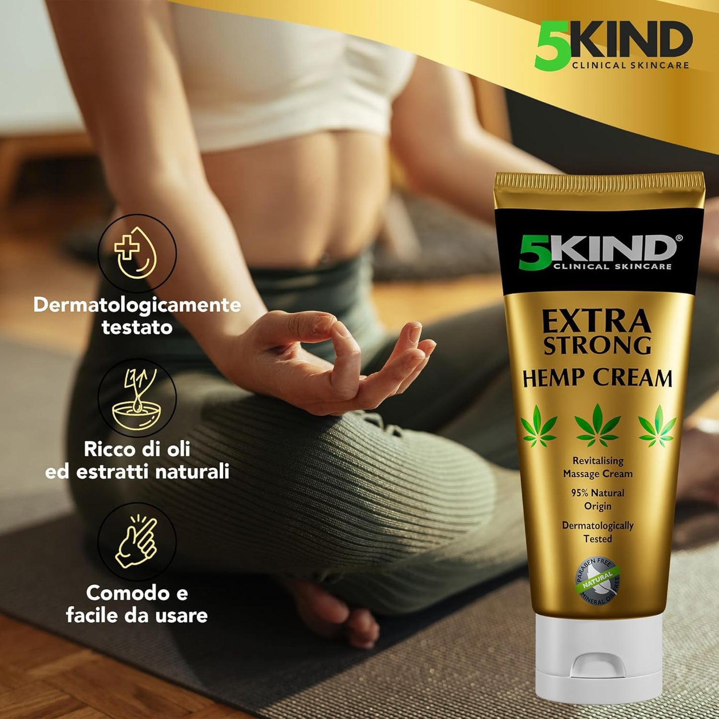 5kind crema canapa extra forte 100 ml - Crema Muscolare Idratante e Ricca Di Estratti Naturali. Calma Piedi, Spalle e Ginocchia