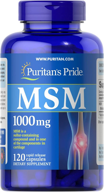 Puritan's Pride Joint Support Formula MSM Rapid Release Capsules, 1000 mg, 120 Count