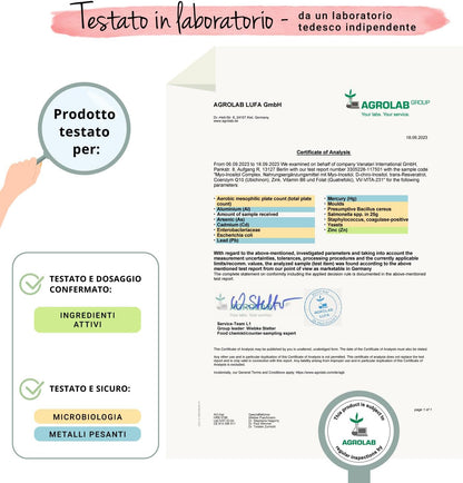 Integratore INOSITOLO | Myo & D Chiro Inositolo, Folato 5-MTHF, Vitamina B6 e Zinco | PCOS e Ovaio Policistico | 120 capsule | Vegan | Vegavero®