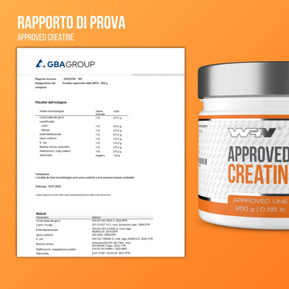 WFN Approved Creatine - Creapure - Neutro - 500 g - Creatina monoidrato - Polvere - Vegano - 146 porzioni - Prodotto in Germania - Testato in laboratorio esterno