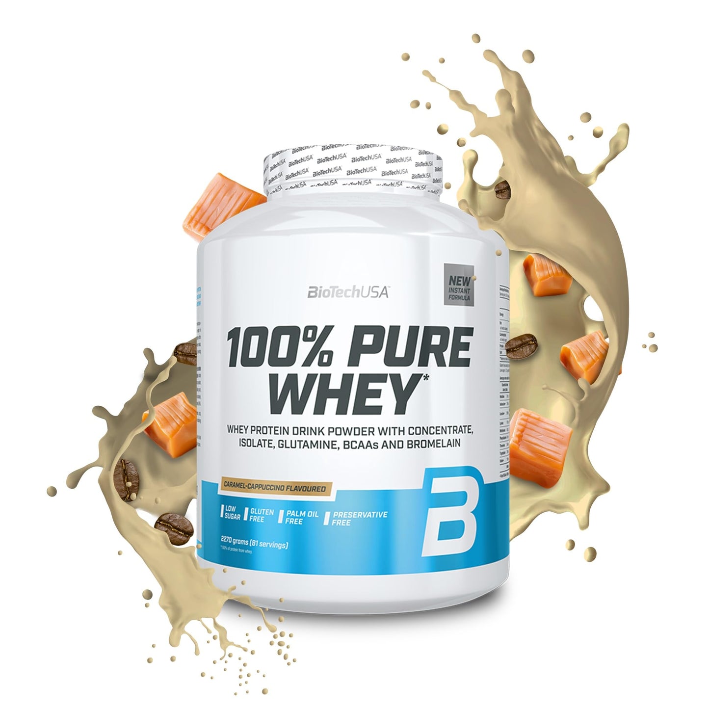 BioTechUSA 100% Pure Whey Complesso proteico del siero di latte con bromelina, aminoacidi, senza zuccheri aggiunti, senza olio di palma e con edulcorante, 1 kg, Cioccolato