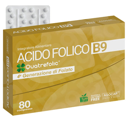 Acido Folico Quatrefolic, 240 compresse di Acido Folico in forma Biologicamente Attiva, assorbimento fino a tre volte maggiore per Gravidanza e Fertilità, Riduce l'affaticamento