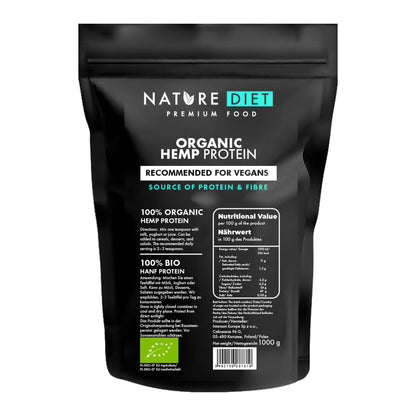 Nature Diet - Proteine di canapa biologiche 1000g | Vegano | Proteine in polvere | A base vegetale