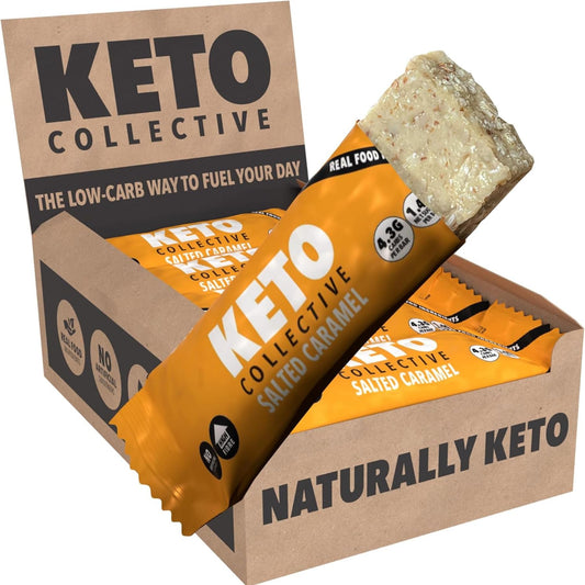 Keto Collective Barrette Cheto | Caramello Salato | 15 x 40g | 2,5g carboidrati netti | Low Carb | Ingredienti Naturali