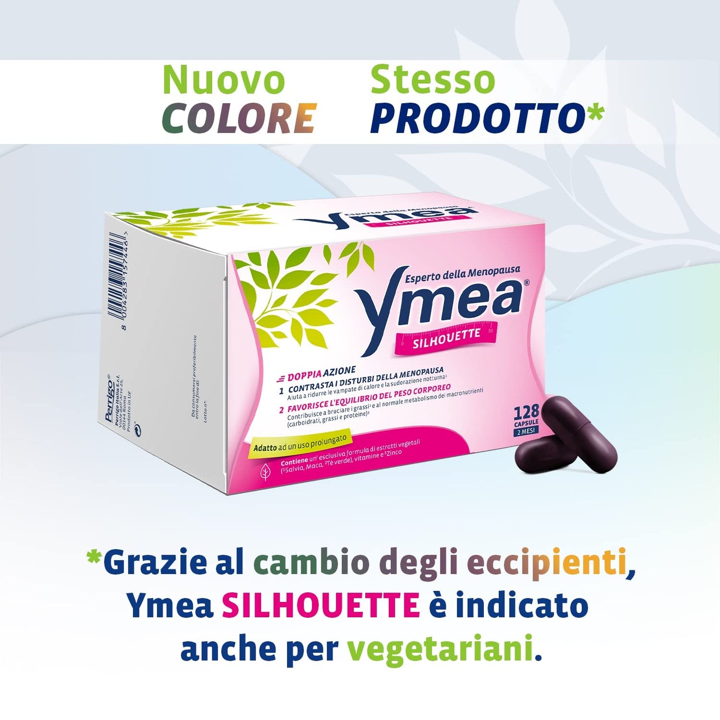 Ymea Silhouette Esperto della Menopausa, Integratore Alimentare, Favorisce l'Equilibrio del Peso Corporeo, 128 Capsule