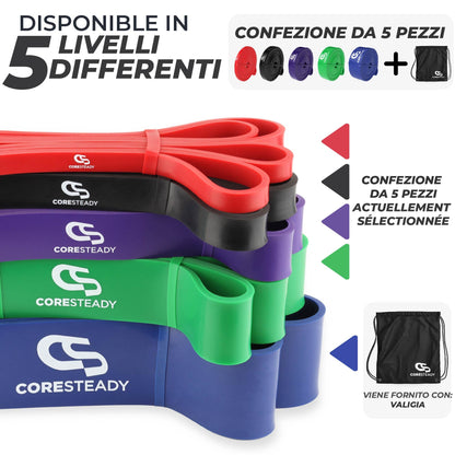 Coresteady Elastico Trazioni I Elastico Fitness per Trazioni alla Sbarra Assistite I Elastici per Palestra I Powerlifiting & Calisthenics I Allenamento per Uomini e Donne