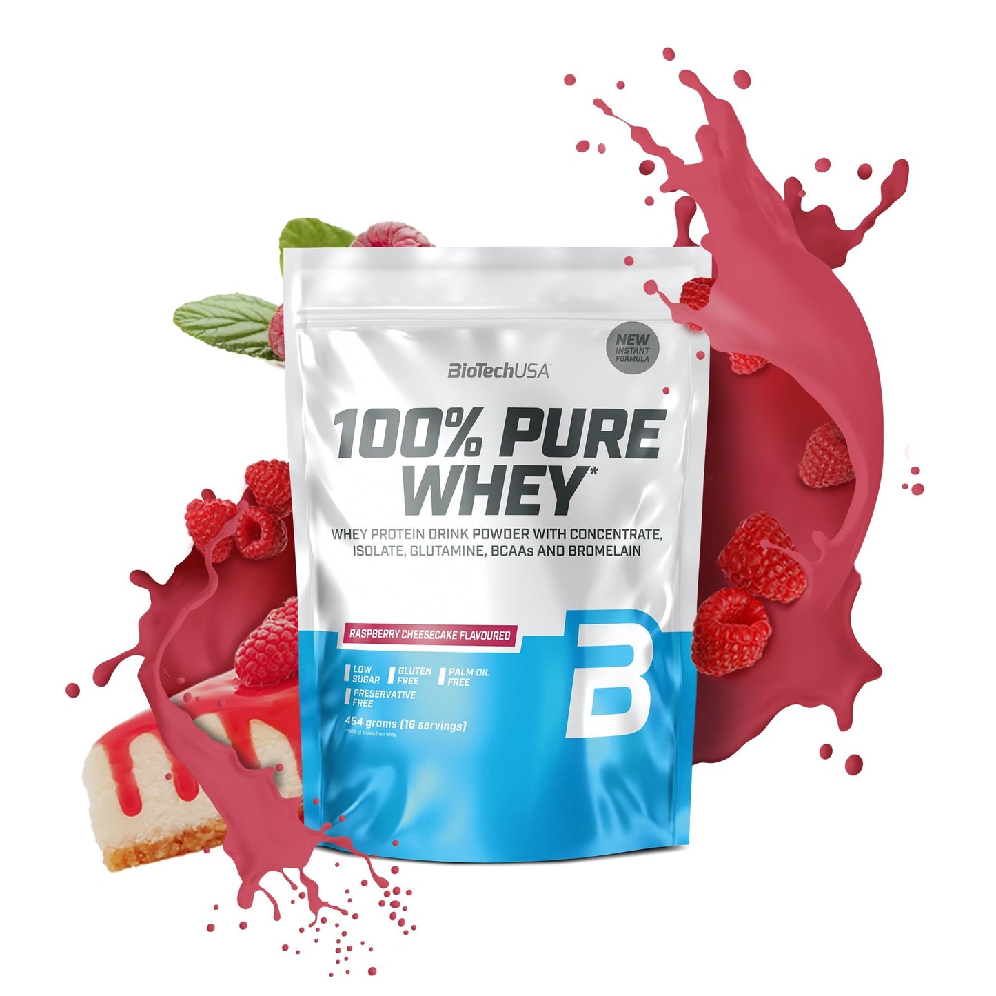 BioTechUSA 100% Pure Whey Complesso proteico del siero di latte con bromelina, aminoacidi, senza zuccheri aggiunti, senza olio di palma e con edulcorante, 1 kg, Cioccolato