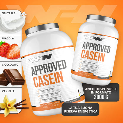 WFN Approved Casein - Neutro - 1 kg - Proteine della caseina con lattasi - Proteina in polvere cremosa - Molto solubile - Prodotto in Germania - Testato in laboratorio esterno