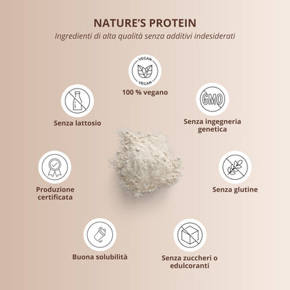 nutri+ Natures Protein Powder Cocco 500g - proteine naturali in polvere senza edulcoranti, lattosio, zucchero e latte - proteina vegetale in polvere - gusto Noce di Cocco