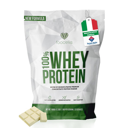 Proteine in Polvere 1 kg Vaniglia | Whey Protein con Aminoacidi Essenziali | Proteine per la Massa Muscolare ad Alta Solubilità | Proteine Whey Facilmente Digeribili | Materia Prima Italiana.