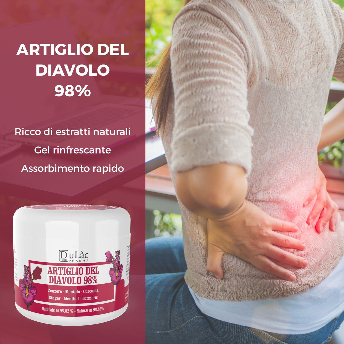 Dulàc - Crema Artiglio Del Diavolo Extra Forte 500 ml, 98% Artiglio del Diavolo Arricchito con Mentolo, Pomata Naturale per Fastidi Muscolari e Articolari Ricorrenti