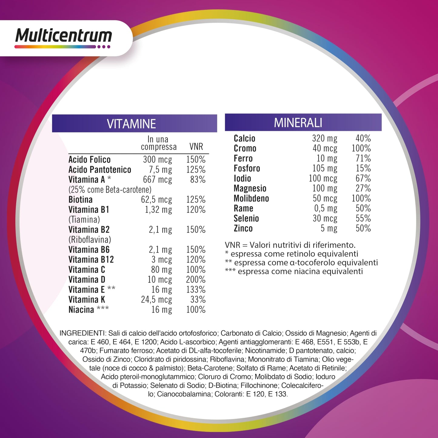 Multicentrum Donna Integratore Multivitaminico completo per donna, con Vitamina D, K, Acido Folico, Calcio, Ferro, per combattere stanchezza e affaticamento, 60 Compresse