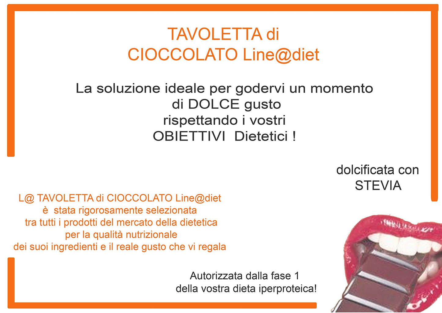 20 Tavolette di CIOCCOLATA PROTEICA zero ZUCCHERI Line@diet | cioccolata PROTEICA da MORDERE con STEVIA | 35 gr | ideale per FASE 1