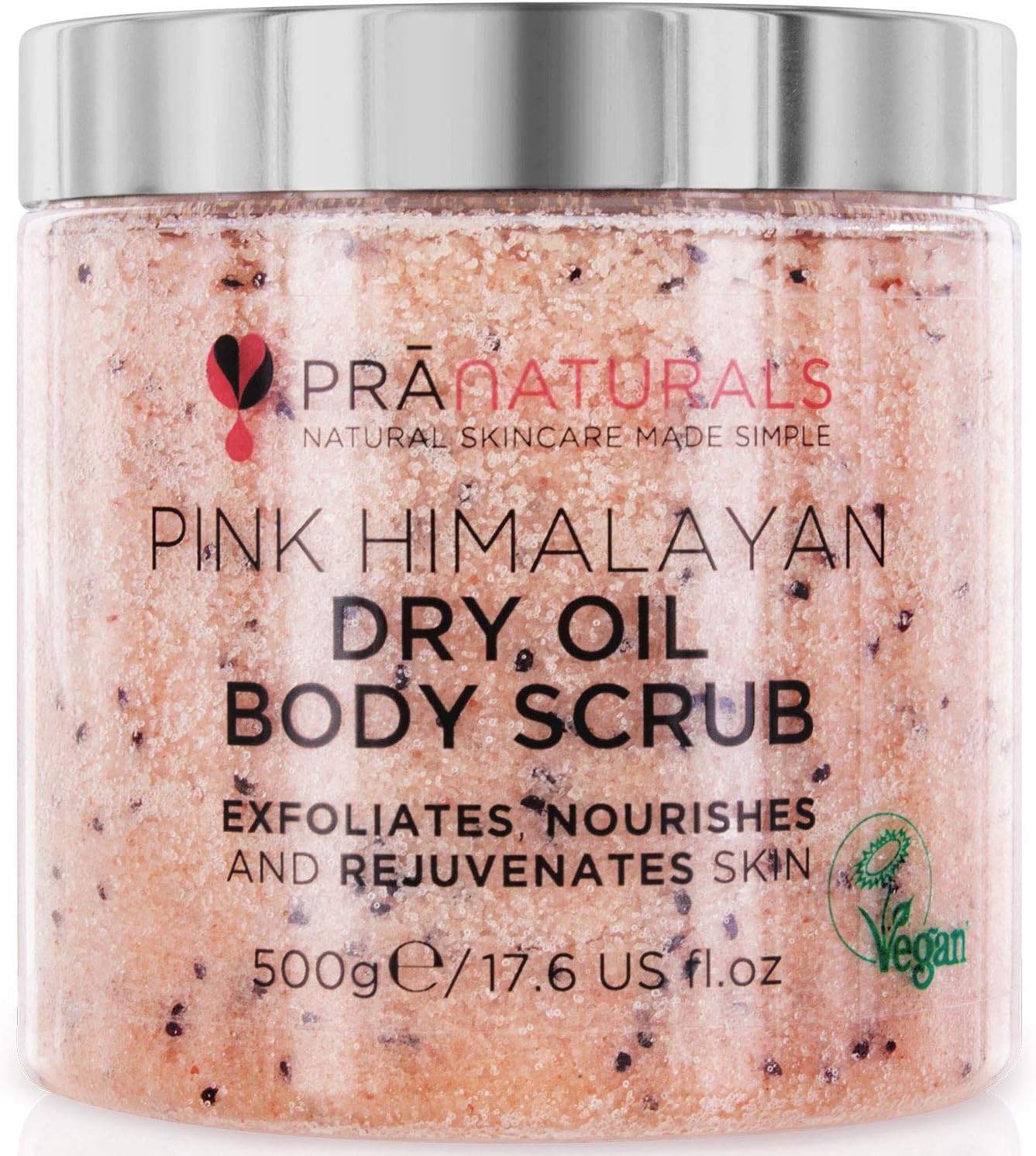 Scrub corpo al Sale dell’Himalaya PraNaturals 500 g, Ricco di minerali naturali e vitamine nutrienti, Elimina le cellule morte e ringiovanisce la pelle, Ideale per tutti i tipi di pelle