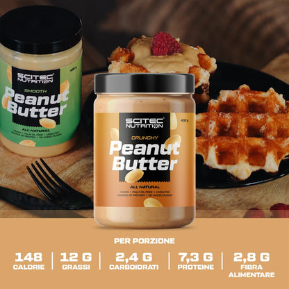 Scitec Nutrition Peanut Butter - Senza olio di palma - Vegano - A basso contenuto di sale - Fonte di proteine - A basso contenuto di zuccheri - Potenziamento energetico naturale, 1 kg, Crunchy