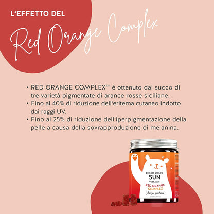 BEARS WITH BENEFITS Beach Guard Sun Vitamins Orsetti Gommosi Con Il Complesso Red Orange - Altamente Dosato Con Vitamina E, Vitamina C E Antiossidanti (60 Orsetti)