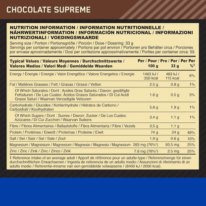 Optimum Nutrition Gold Standard 100% Casein Proteine di Caseina in Polvere a Rilascio Graduale Durante la Notte con Zinco e Magnesio Gusto Cioccolato 55 Porzioni 1,82Kg + Shaker