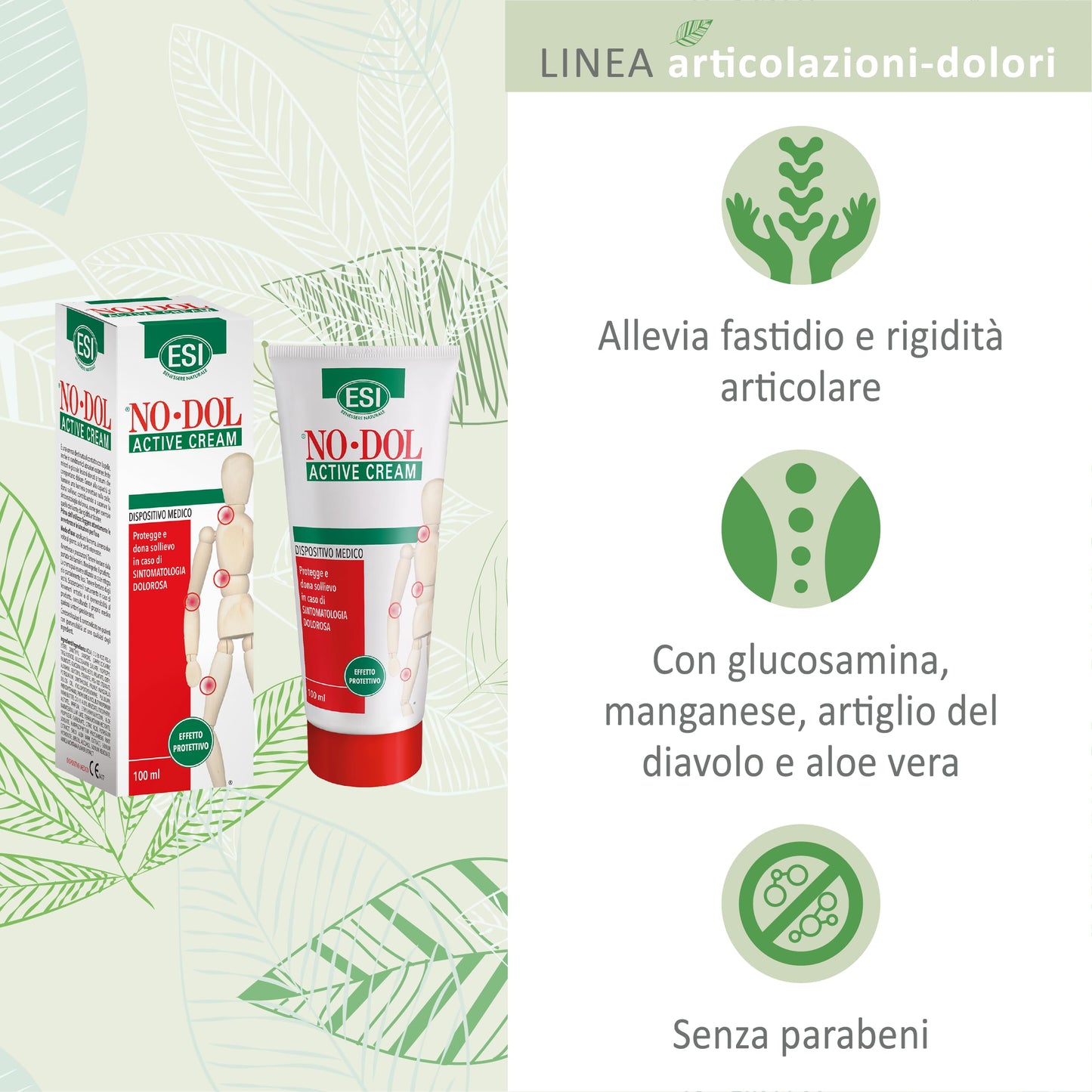 ESI - No-Dol Artiglio del Diavolo Gel, ad Alta Concentrazione, Azione Rinfrescante, Allevia Fastidi Muscolari e Contratture, Clinicamente Testato, Senza Coloranti e Parabeni, 100 ml