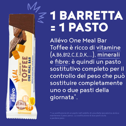 Barretta One Meal Allevo | Caramello Mou | Pasto Sostitutivo Sano e Gustoso | Barrette Energetiche Sostituto Pasto per il Controllo del Peso | Alpha Foods