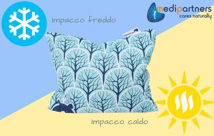 Medi Partners Cuscino termico con noccioli di ciliegia grande 500g rettangolare 20x25cm 100% cotone per terapia del freddo e del calore