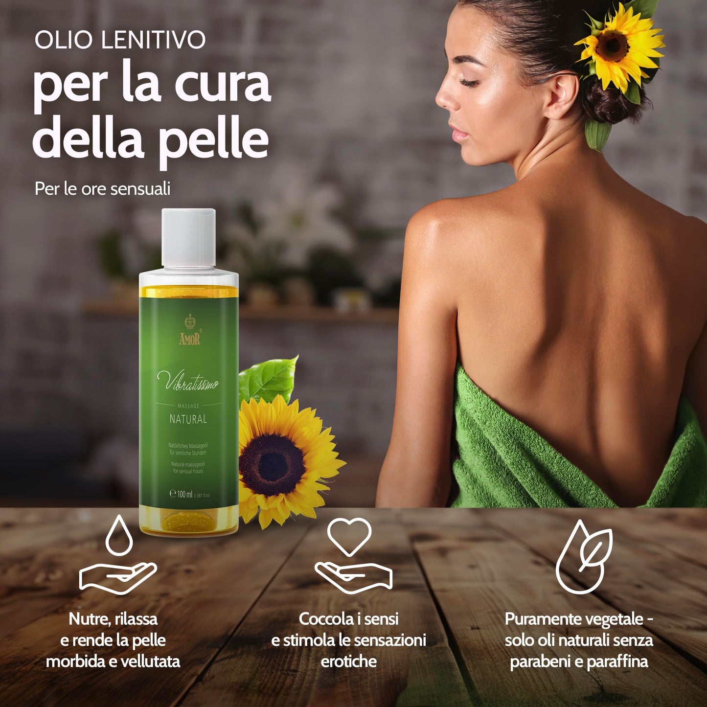 Vibratissimo “Hot Moments”: olio da massaggio riscaldante e lenitivo, 100 ml