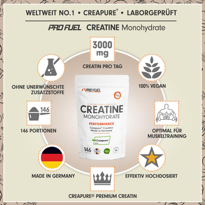 Creapure® Creatina Monoidrato in Polvere 500 g - Creatina Premium dalla Germania - Dose extra elevata per fitness e allenamento con i pesi - Creatina di alta qualità al 100% - Vegana