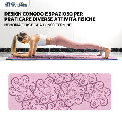 LA MENTE ES MARAVILLOSA - Tappetino per Yoga, Pilates, Fitness o Altri Sport, Tappetino Antiscivolo in TPE con Borsa a Tracolla, Tappetino da Allenamento 183 x 61 cm