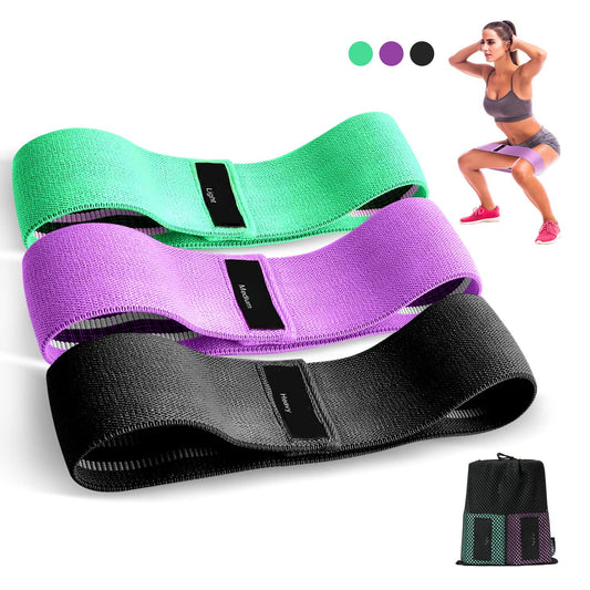 Elastici Fitness，Fasce Elastico Fitness in Tessuto con 3 Livelli di Resistenza，Bande Elastiche Fitness Antiscivoli per Esercizi Glutei, Yoga, Pilates, Palestra