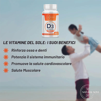 Vitamina D 2000 UI 400 compresse ALTO DOSAGGIO (oltre 1 anno di scorta) VITAMINA D3 al supporto di sistema immunitario, muscoli, denti, ossa