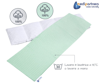 Medi Partners Cuscino Termico noccioli ciliegio 60x20cm 800g 100% Cotone 5 Camere Grande Terapia del freddo Federa sfoderabile (Stelle)