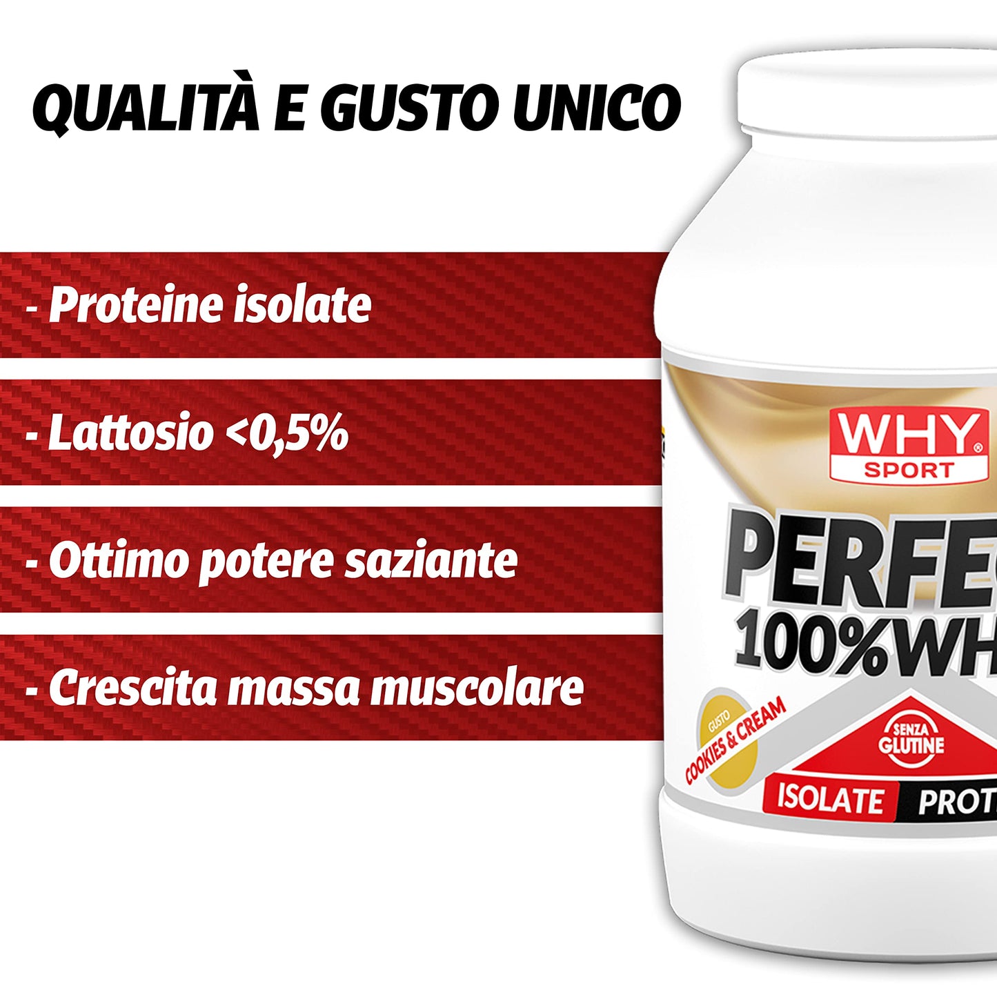 WHY SPORT PERFECT 100% WHEY - Proteine Whey - Proteine Isolate - Proteine in Polvere con Aminoacidi Essenziali per la Massa Muscolare - Gusto Cioccolato al Latte - 900 gr