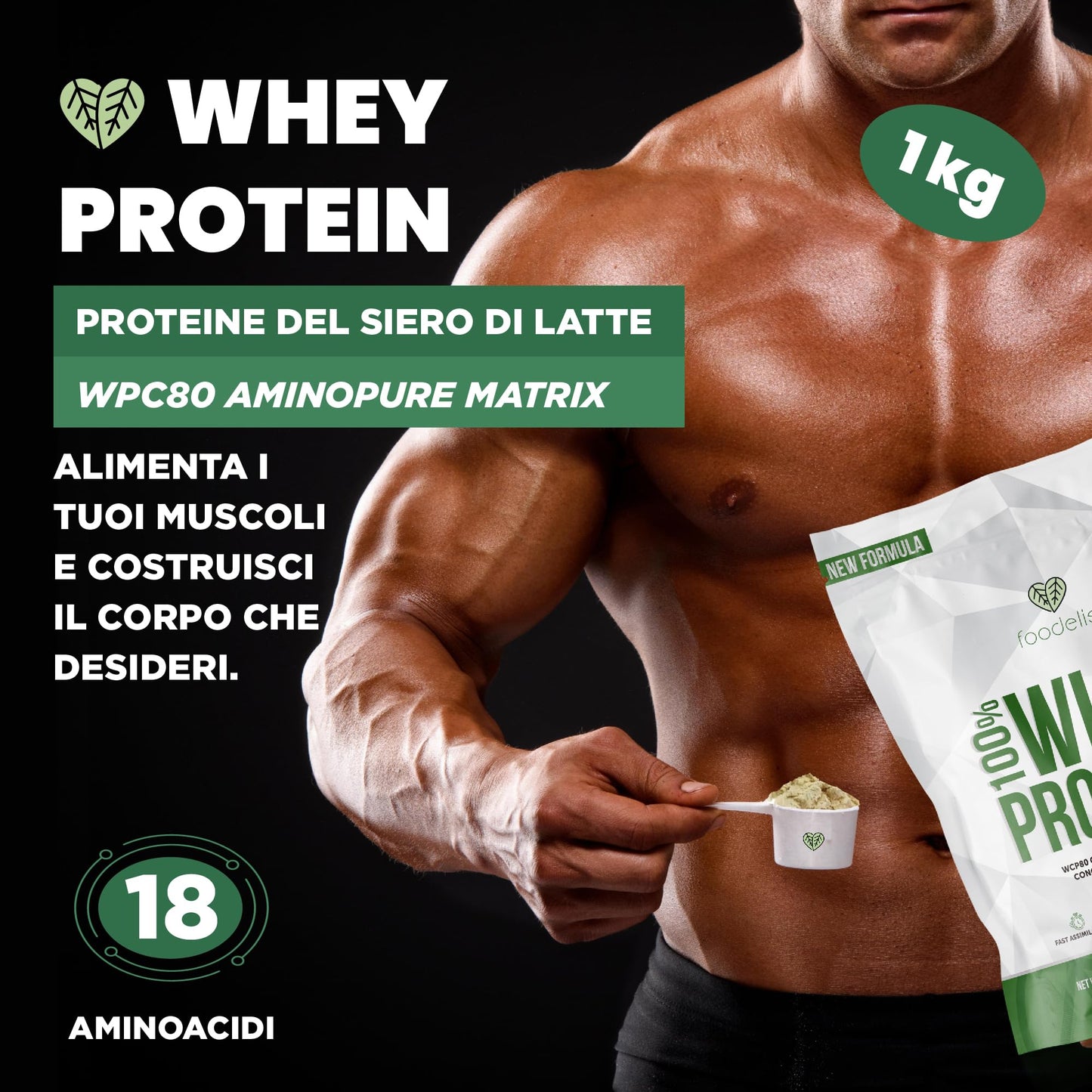 Proteine in Polvere 1 kg Vaniglia | Whey Protein con Aminoacidi Essenziali | Proteine per la Massa Muscolare ad Alta Solubilità | Proteine Whey Facilmente Digeribili | Materia Prima Italiana.