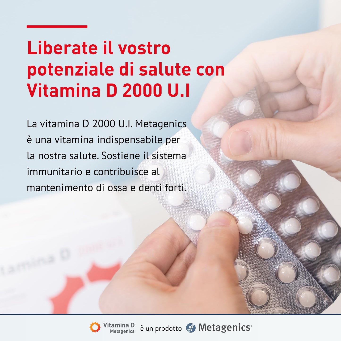 Metagenics Vitamina D 2000 U.I. - Integratore Sistema Immunitario - Per la Salute delle Ossa - 168 Compresse Masticabile