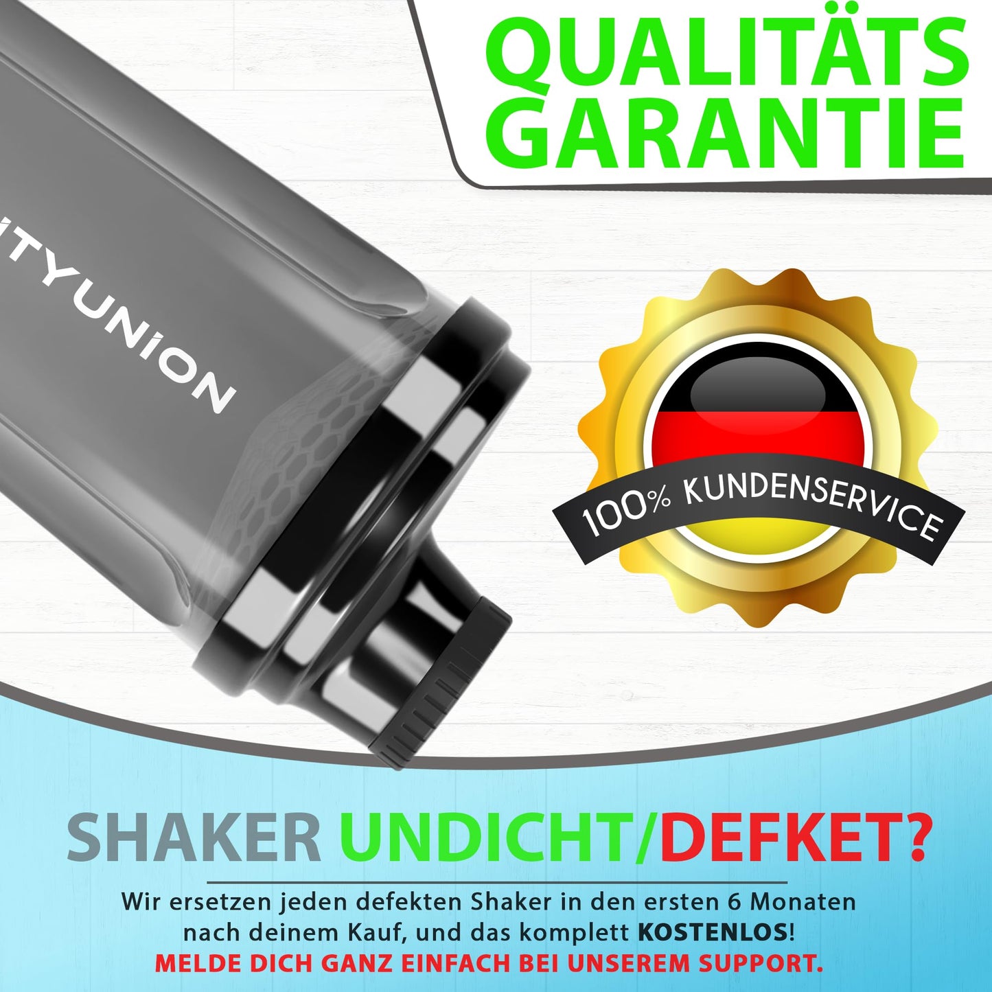 AMITYUNION Shaker per proteine 300 ml Heaven a prova di perdite, senza BPA con setaccio cliccabile e scala per frullati cremosi di siero di latte, shaker per proteine, originale in Fumo nero