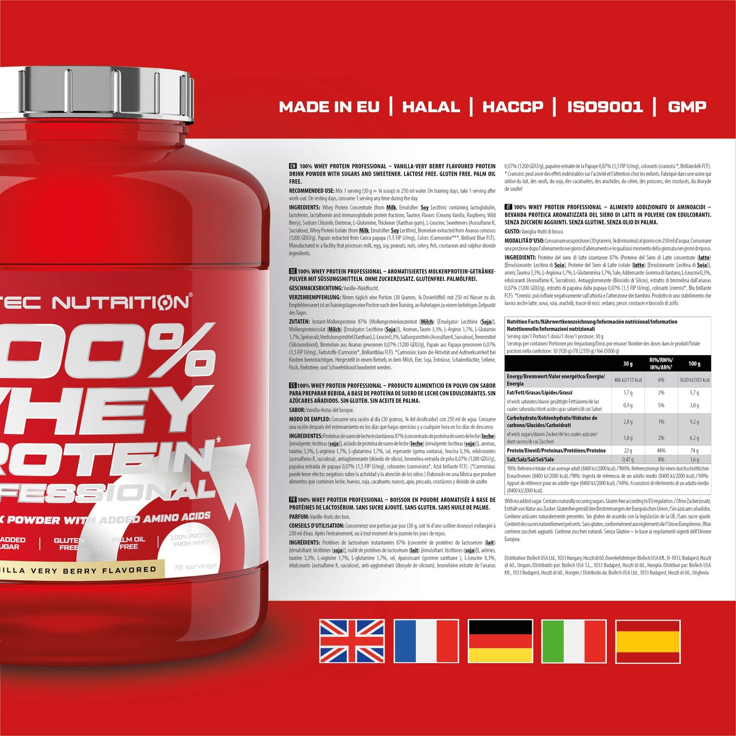 Scitec Nutrition 100% Whey Protein Professional - Potenziato con aminoacidi extra ed enzimi digestivi - Senza glutine - Senza olio di palma, 2.35 kg, Cioccolato